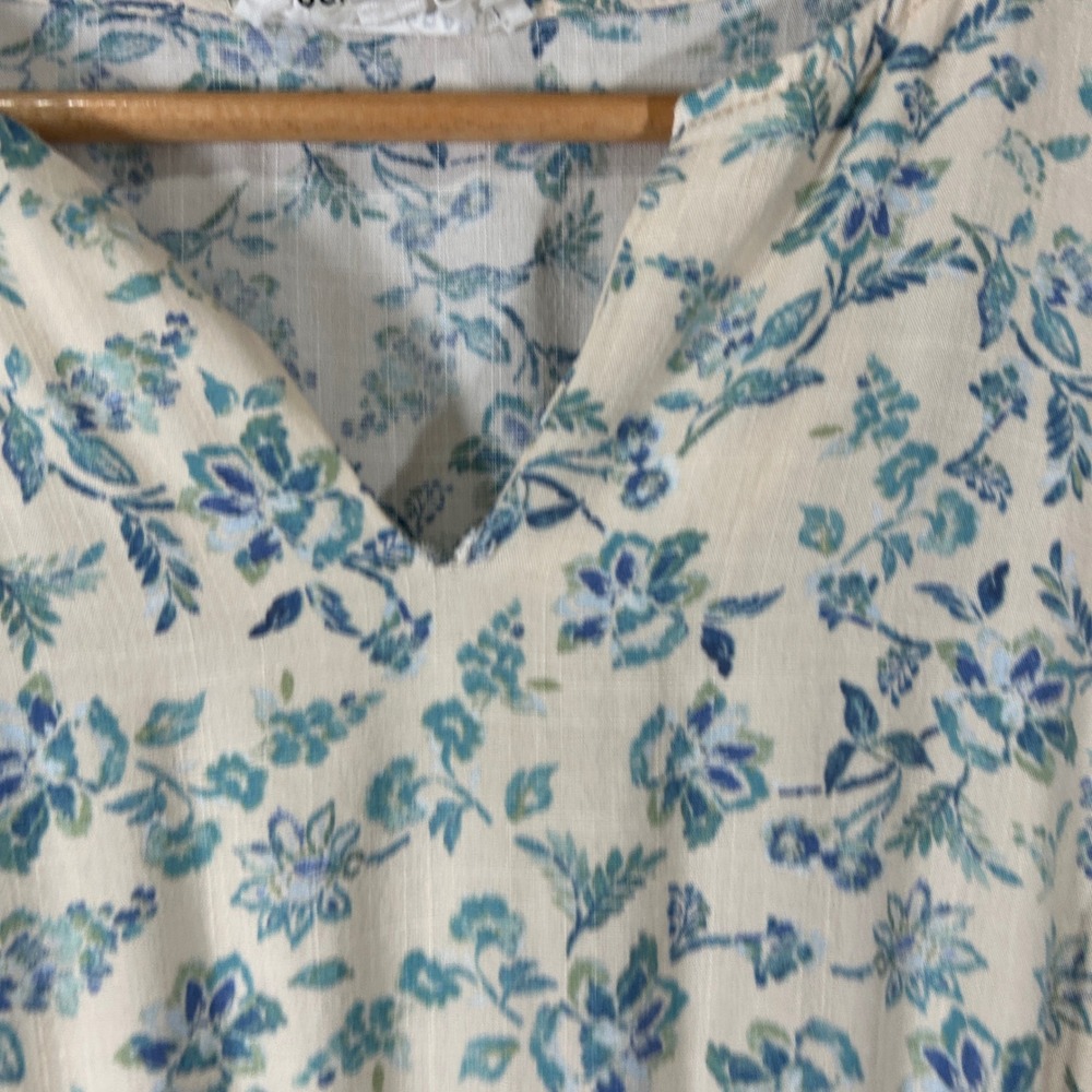 Lucky Brand Floral Midi Dress Blue Cottagecore Boho Pockets Medium - Picture 4 of 8